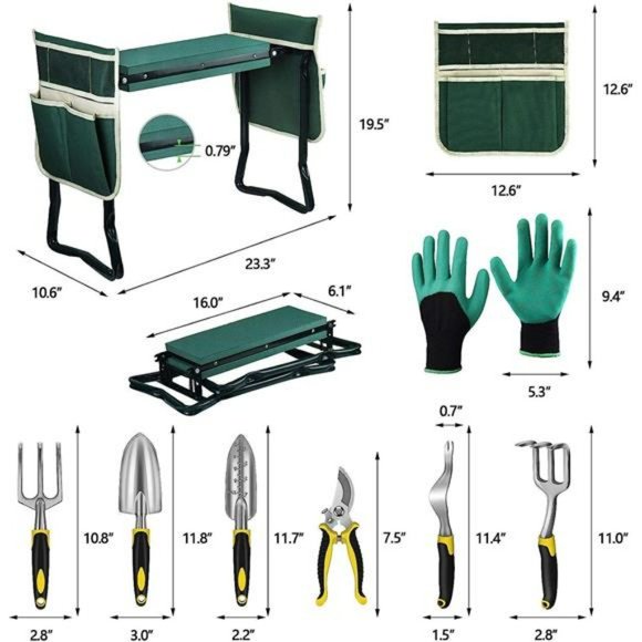 Garden Kneeler and Seat Foldable Garden Bench Stool w/ Soft Kneeling Pad, 6 Tool - Picture 2 of 6